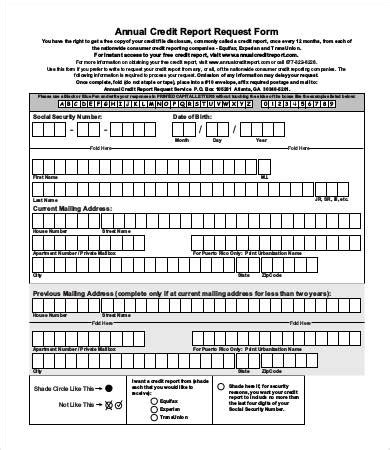 ftc annual credit report request form